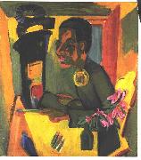 Ernst Ludwig Kirchner Selfportrait with easel oil painting reproduction
